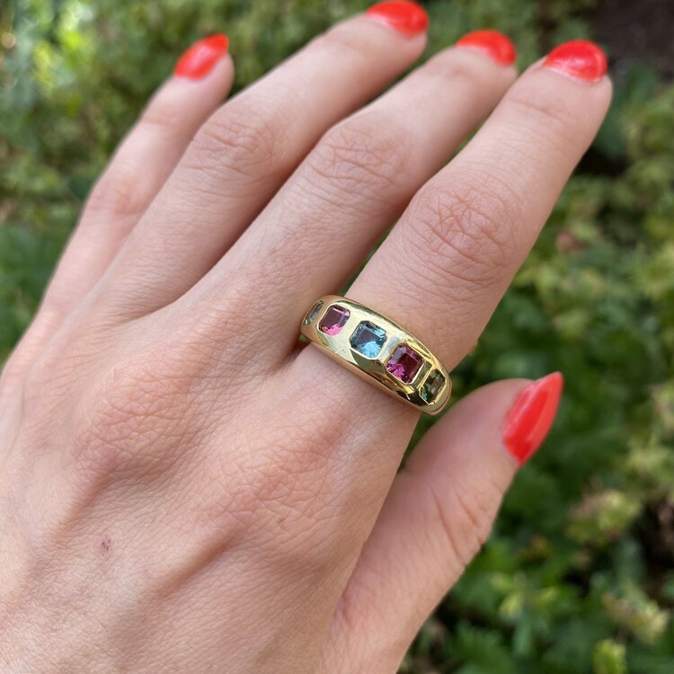Lauren K Five Stone Multicolor Tourmaline Ring