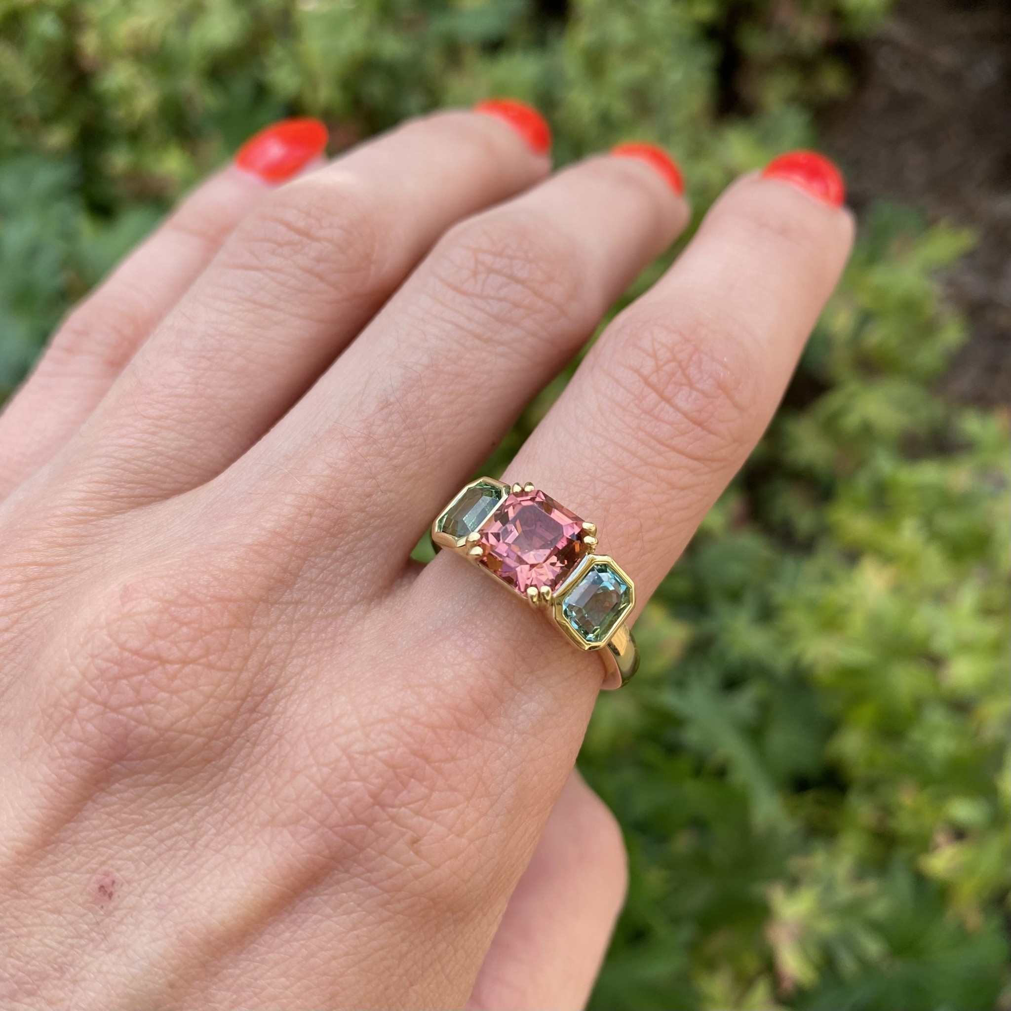 Unique Pink Tourmaline and Diamond Ring from Ruth Tomlinson