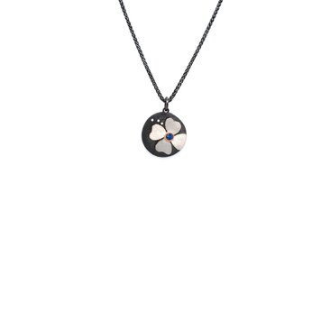 Alishan Round Flower Pendant with Blue Sapphire