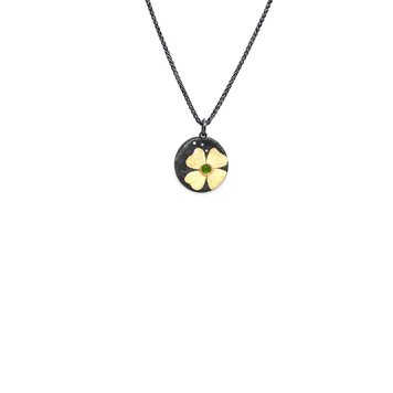 Alishan Round Flower Pendant with Chrome Diopside and Diamonds