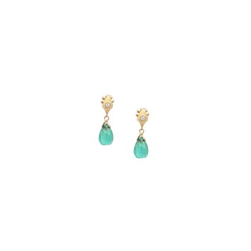 Alishan Carved Emerald Drop Stud Earrings
