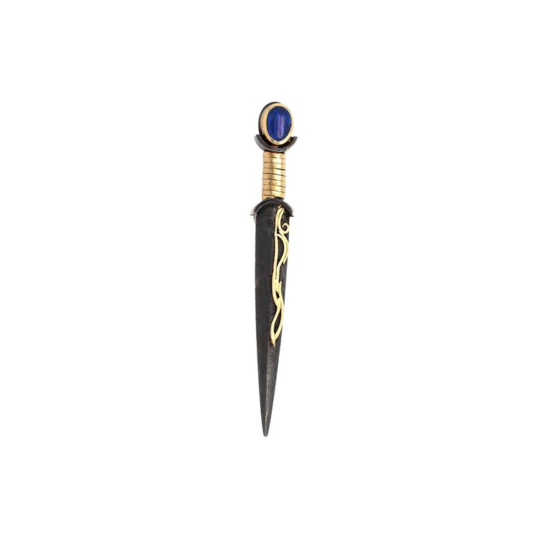 Alishan Dagger Brooch with Oval Black Opal
