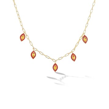 Orly Marcel Carnelian and Citrine Marquise Eye Pendant Necklace