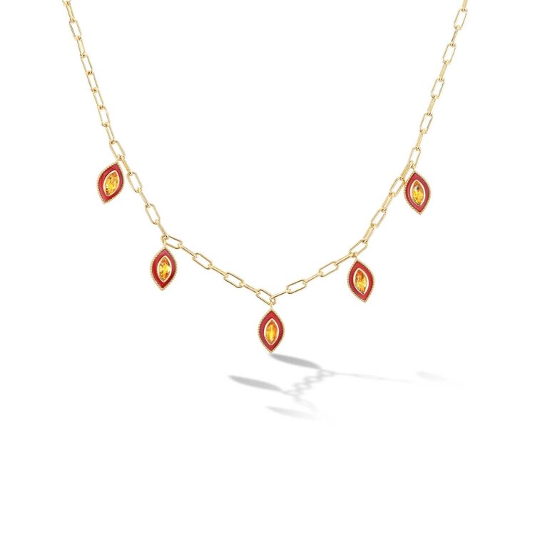Orly Marcel Carnelian and Citrine Marquise Eye Pendant Necklace
