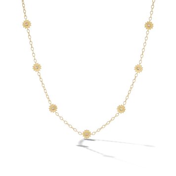 Orly Marcel Emerald and Diamond Sacred Flower Stations Necklace