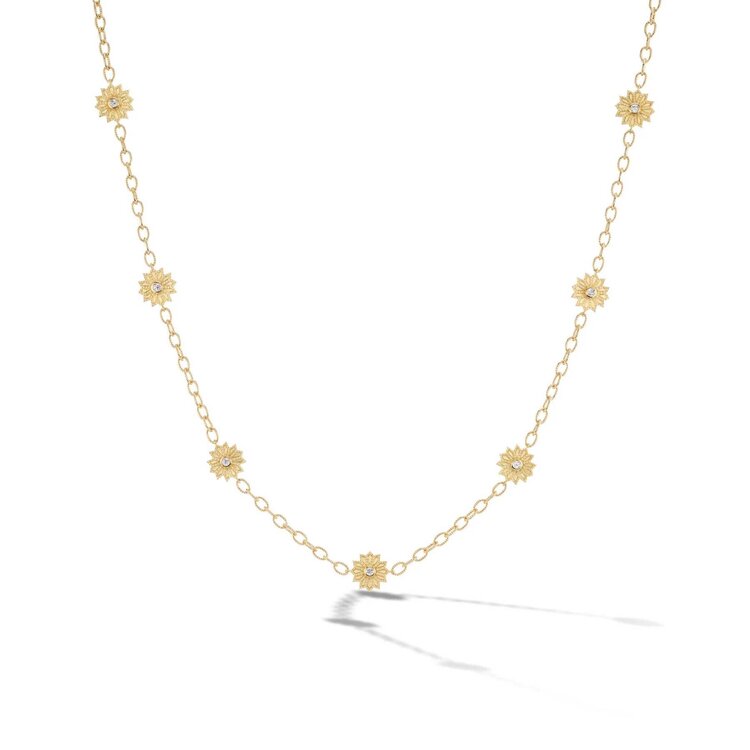 Orly Marcel Emerald and Diamond Sacred Flower Stations Necklace