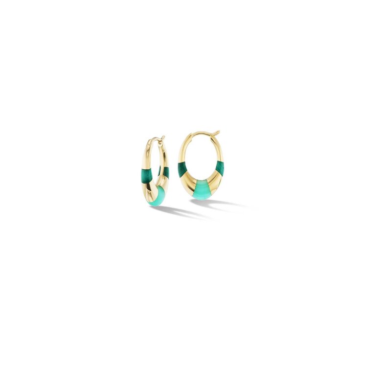 Orly Marcel Malachite and Chrysoprase Mini Inlay Tri Hoops