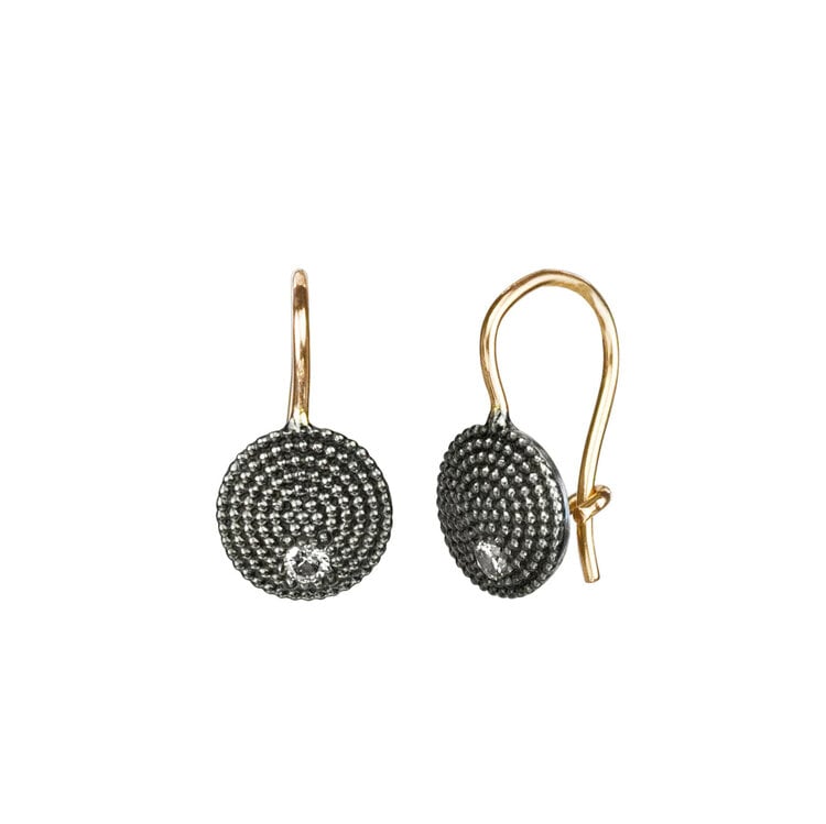 925SUNEERA Anna White Diamond and Textured Drop Earrings