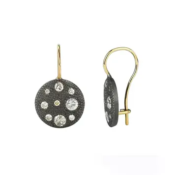 925SUNEERA Gala Scattered White Diamond and Textured Drop Earrings