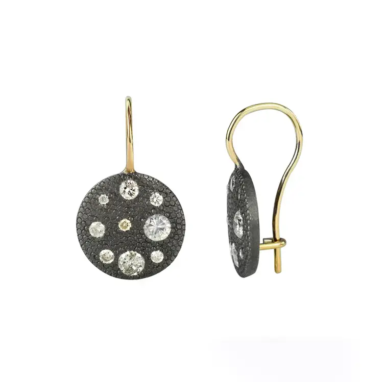 925SUNEERA Gala Scattered White Diamond and Textured Drop Earrings