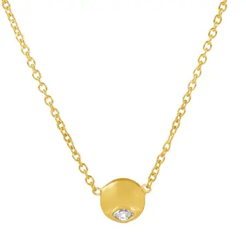 925SUNEERA Zel Marquis White Diamond and Yellow Gold Necklace