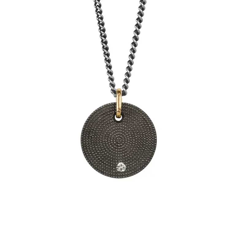 925SUNEERA Anna White Diamond and Sterling Silver Textured Pendant