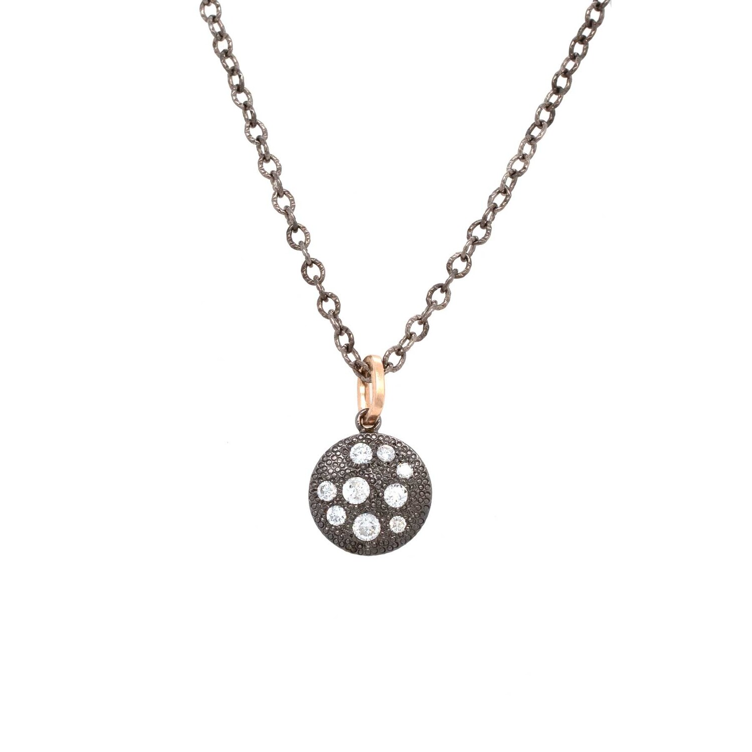 Gala Scattered White Diamond and Sterling Silver Textured Pendant Element 79 Contemporary Jewelry