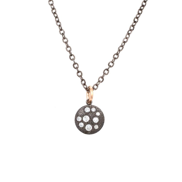 925SUNEERA Gala Scattered White Diamond and Sterling Silver Textured Pendant