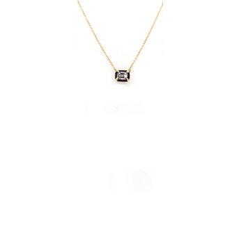 TAP Emerald Dark Halo Diamond Pendant Necklace