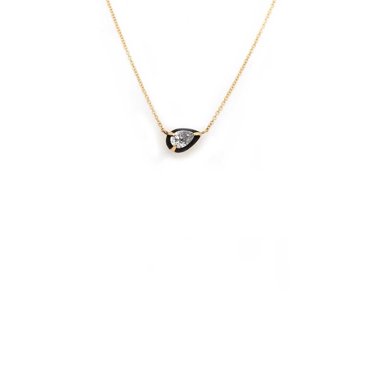 TAP Pear Dark Halo Pendant Necklace