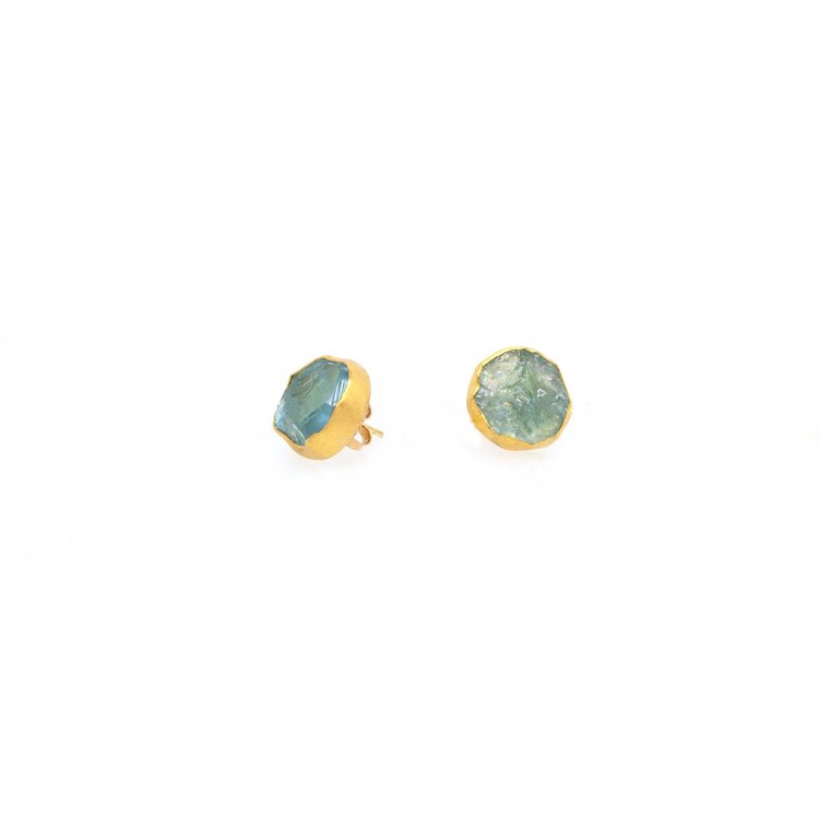 Petra Class Rough Aquamarine Stud Earrings