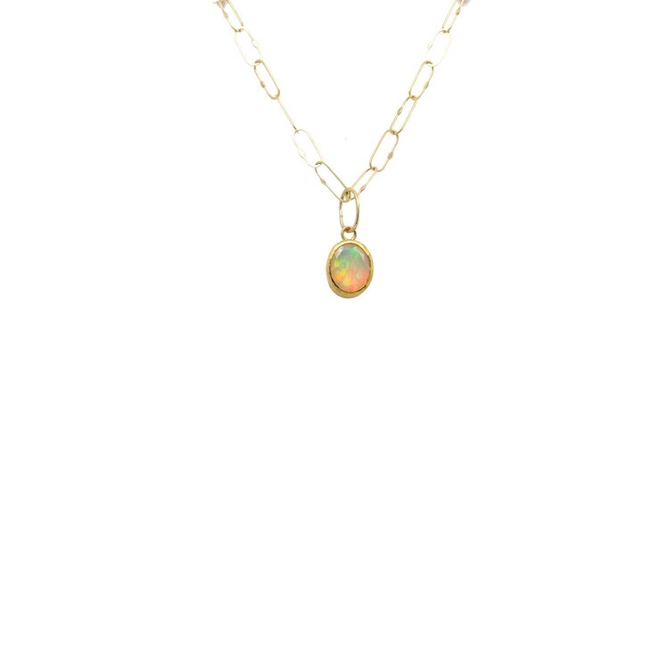 Petra Class Faceted Oval Ethiopian Opal Pendant