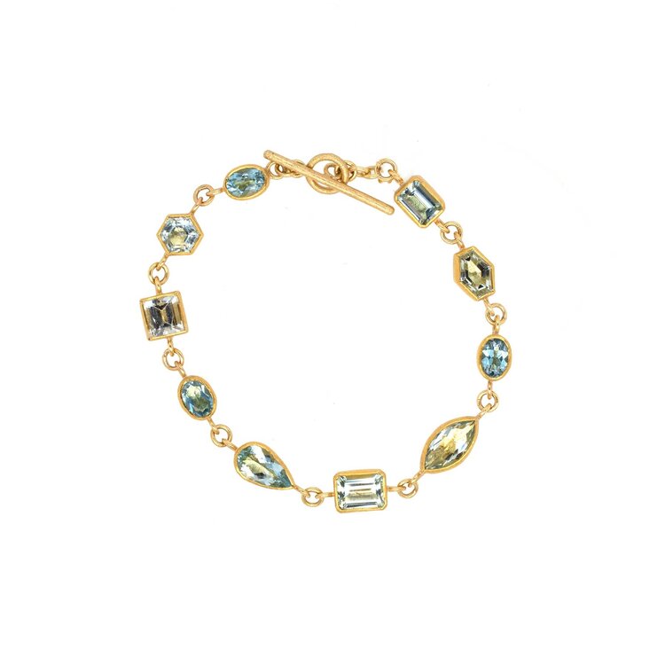 Petra Class Faceted and Rough Aquamarine Gold Bracelet