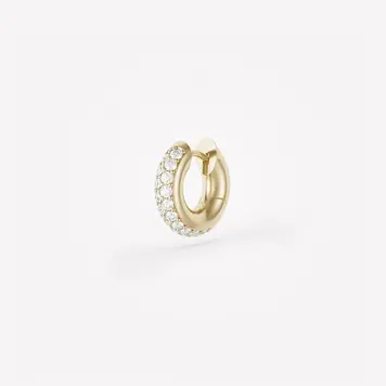 Spinelli Kilcollin Mini Macro Pavé 2 Yellow Gold Single Hoop