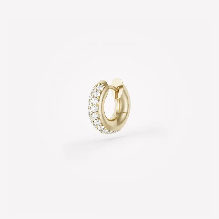 Spinelli Kilcollin Mini Macro Pavé 2 Yellow Gold Single Hoop