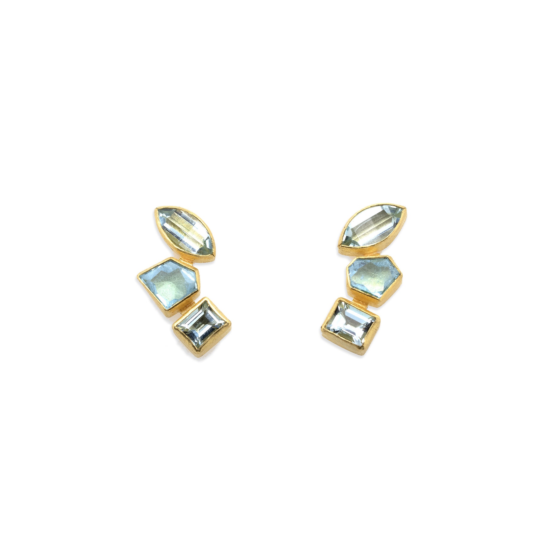 Petra Class Mixed Shapes Aquamarine Curved Earrings