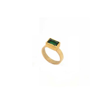 Petra Class Faceted Rectangular Green Tourmaline Ring