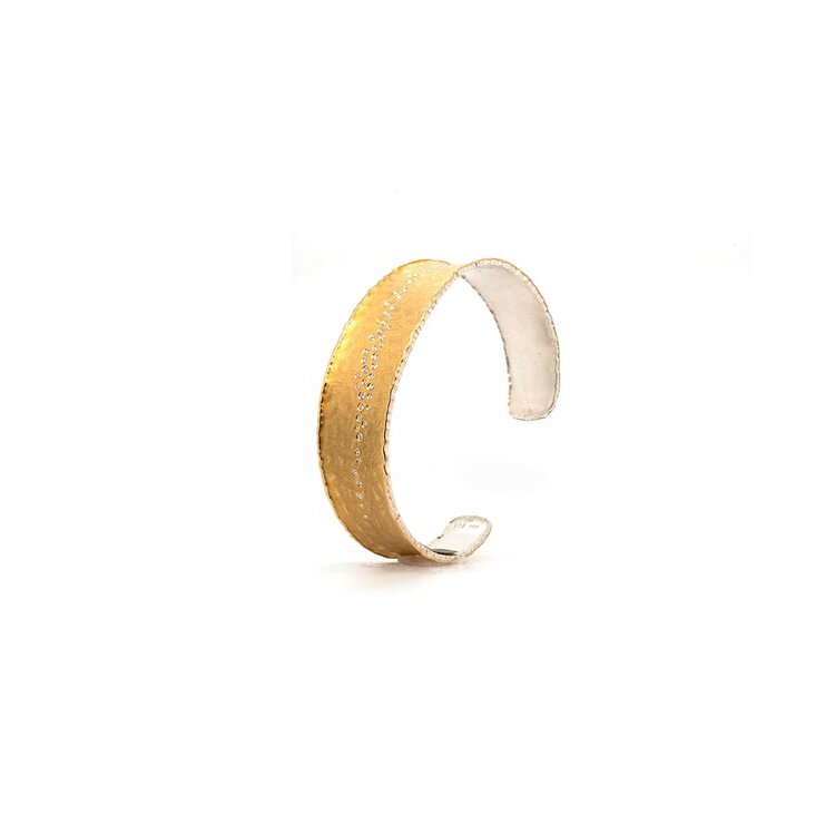 Banzhaf Studio Textured 22k Gold and Sterling Silver Diamond Trail Cuff