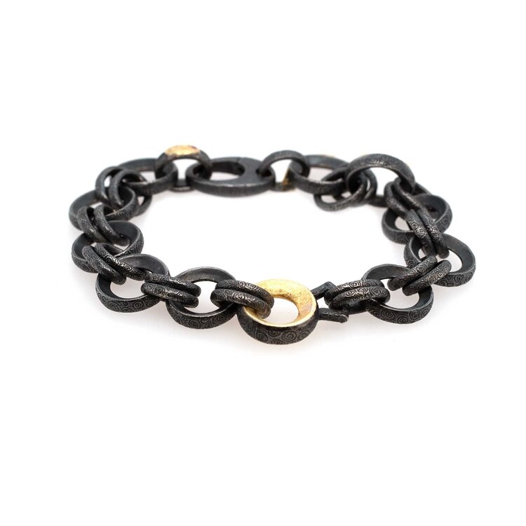 Alishan Gold and Oxidized Sterling Silver Double Link Bracelet