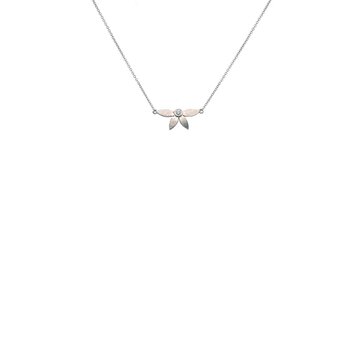 Alishan Diamond and Platinum Half Flower Pendant Necklace