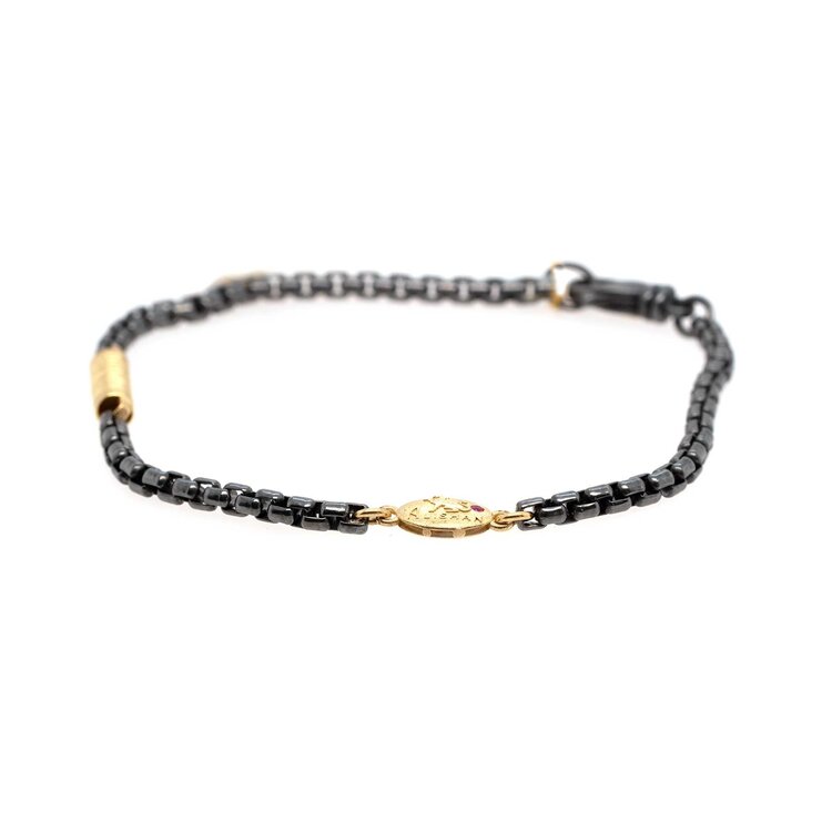 Alishan Gold and Oxidized Sterling Silver Swirl Link Bracelet