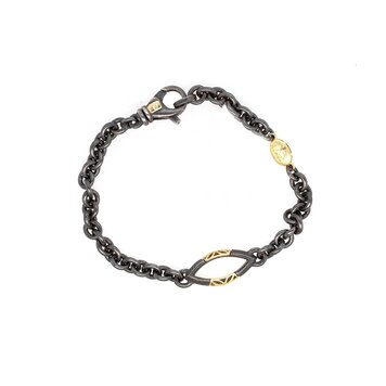 Alishan Gold and Oxidized Sterling Silver Marquise Link Bracelet