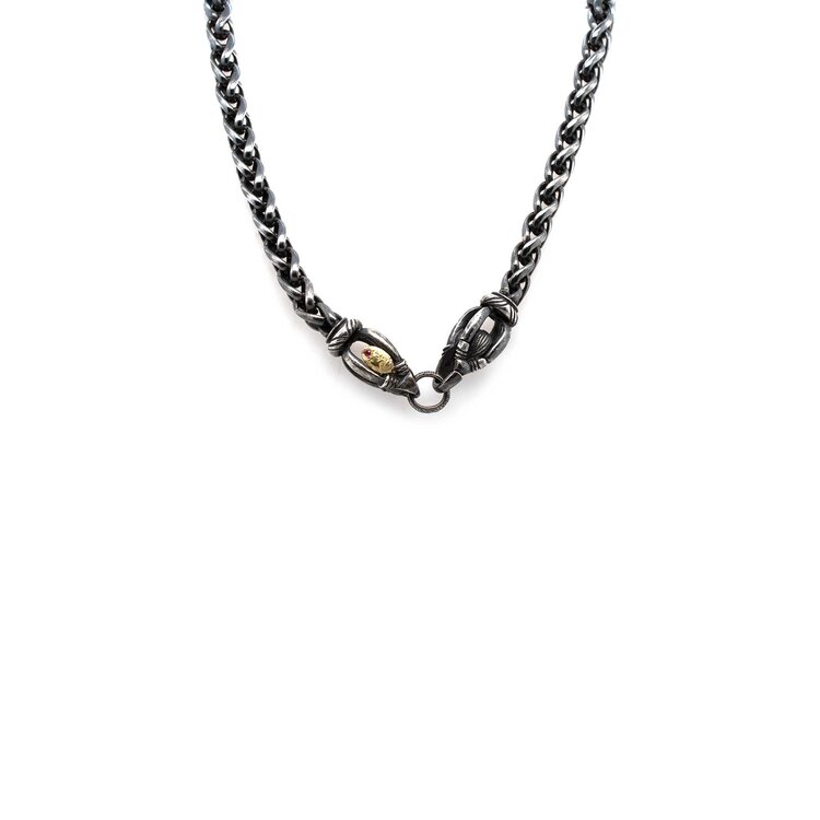 Alishan Oxidized Sterling Silver Wheat Chain Necklace 20"