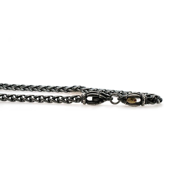 Alishan Oxidized Sterling Silver Wheat Chain Necklace 20"
