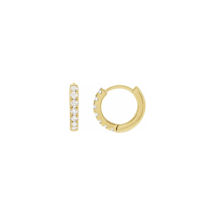 Elements by E79 Round Diamond Huggie Hoops 10mm 14k Yellow Gold (Pair)