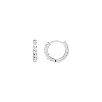 Elements by E79 Round Diamond Huggie Hoops 10mm 14k White Gold (Pair)