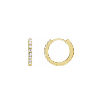 Elements by E79 Round Diamond Huggie Hoops 12mm 14K Yellow Gold (Pair)