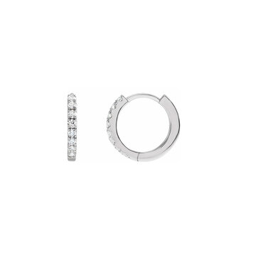 Elements by E79 Round Diamond Huggie Hoops 12mm  14K White Gold (Pair)