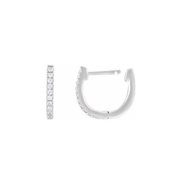 Elements by E79 U-Shaped Diamond Huggie Hoops 13mmx12mm 14K White Gold (Pair)