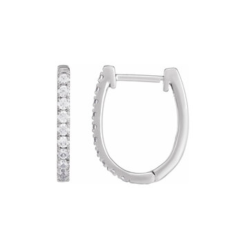 Elements by E79 U-Shaped Diamond Huggie Hoops 16mmx 13mm 14K White Gold (Pair)