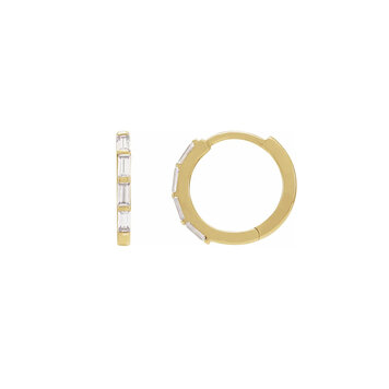 Elements by E79 Baguette Diamond Huggie Hoops 13mm,14K yellow gold (pair)