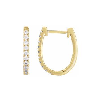 Elements by E79 U-Shaped Diamond Huggie Hoops 16mmx13mm, 14K Yellow Gold (Pair)