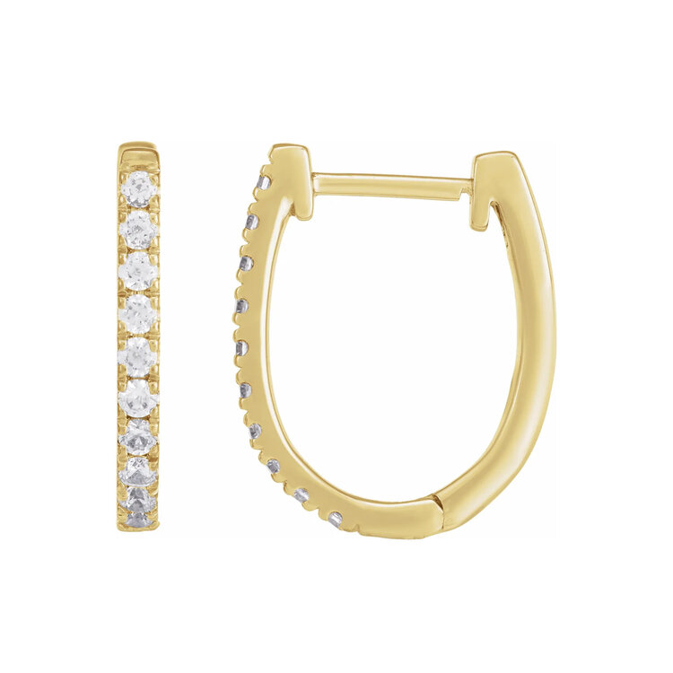 Elements by E79 U-Shaped Diamond Huggie Hoops 18x15.24mm Yellow Gold (Pair)