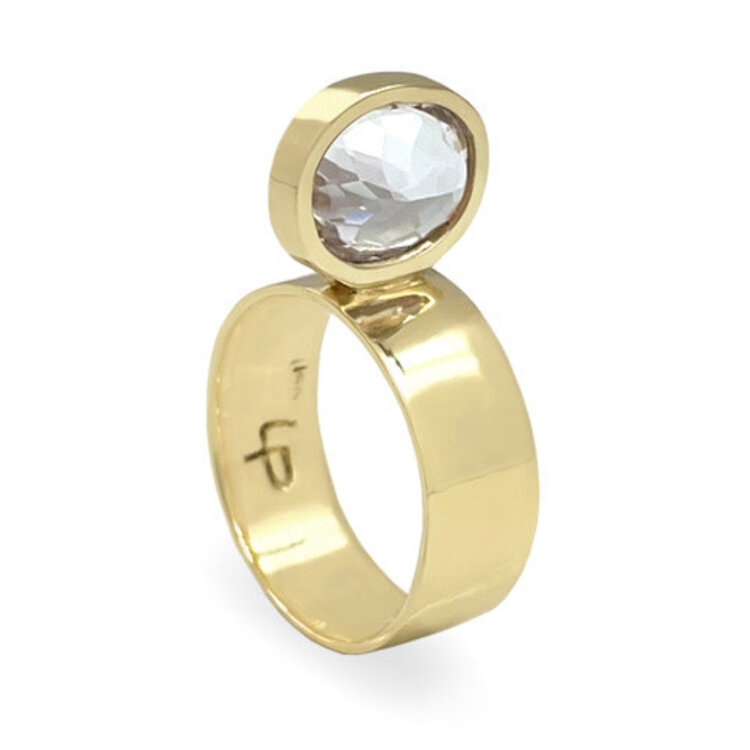 Leslie Paige Danburite Yellow Gold Perched Ring