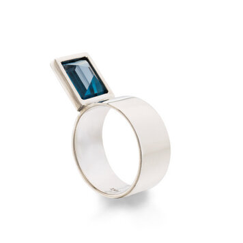 Leslie Paige London Blue Topaz White Gold Perched Ring