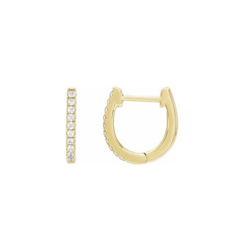 Elements by E79 U-Shaped Diamond Huggie Hoops 13mmx12mm 14K Yellow Gold (Pair)