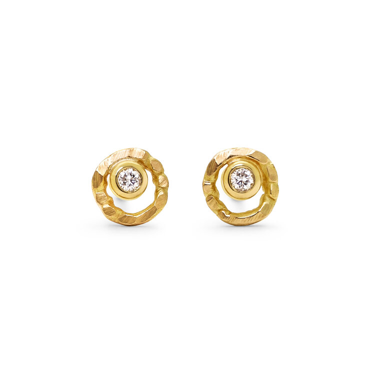Dana Bronfman Mini Open Silhouette Stud Yellow Gold Earrings Pair