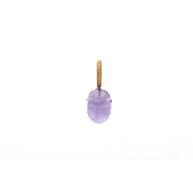 Just Jules Amethyst Buddha Head Charm with Diamond Bail