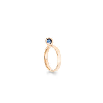 Leslie Paige Round Blue Sapphire Yellow Gold Perched Ring