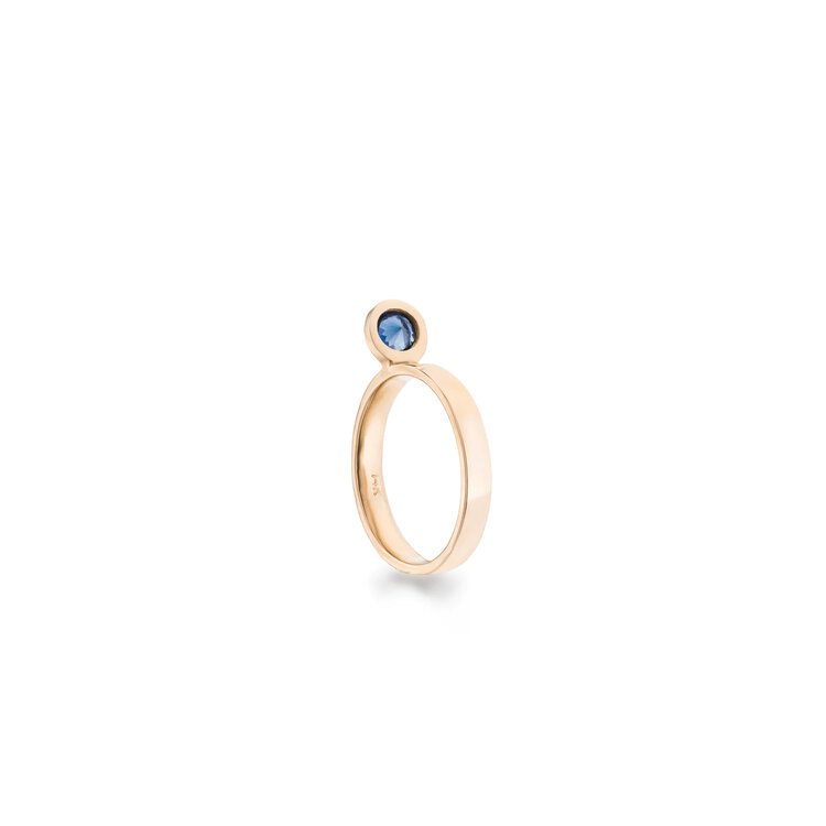 Leslie Paige Round Blue Sapphire Yellow Gold Perched Ring